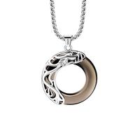 Chinese Zodiac Charms Necklace 925 Sterling Silver Obsidian Jade Donut 12 Zodiac Animals Pendant Amulet Lucky Charm Necklaces for Men/Women,Drangon