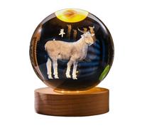 Chinese Zodiac Crystal Ball Night Light with Wood Base - Dragon, Horse, Monkey, Sheep, Rooster, Pig - Glowing Home Decor, USB Powered Desk Lamp, Birthday & New Year Gift Idea