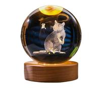 Chinese Zodiac Crystal Ball Night Light with Wood Base - Dragon, Horse, Monkey, Sheep, Rooster, Pig - Glowing Home Decor, USB Powered Desk Lamp, Birthday & New Year Gift Idea