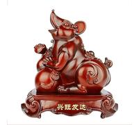 Chinese Zodiac Figurines - 2024 Feng Shui Decor, Large Wood-Like Resin Statues of 12 Animals, Attract Wealth & Good Luck, Perfect for Home & Office Ornaments