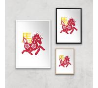 Chinese Zodiac Horse Giclee Art Print - A2 - White Frame