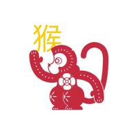 Chinese Zodiac Monkey Sweatshirt - White - L - White