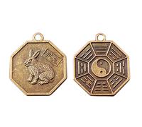 Chinese Zodiac Tai Chi Pakua Feng Shui Pendants W five Element Thread W Gift Bag Y1043 (Rabbit)