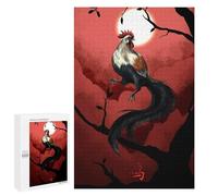Chinese Zodiac The Rooster: Relaxing Home Activity, 1000 PCS Decorative Wooden Puzzle - to Assemble, Frame And Display