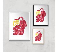 Chinese Zodiac Tiger Giclee Art Print - A3 - Black Frame