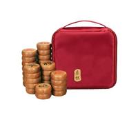 ChineseXiangqi, Chinese Chess Set Wenge Pieces Leather Chessboard Red Black 2 Player(Bag)