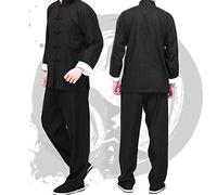 Chinesische Wing Chun Kung Fu Uniform Flax Kampfkunst Tai Chi Anzüge,Geeignet Für Morgengymnastik Judo Wing Chun(Color:Black,Size:L)