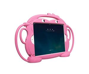 CHINFAI Kids Case for iPad 2017/2018 [Double-Faced Monkey Series] Shock Proof Handle Stand Silicone Protective Cover for 9.7 inch iPad Pro/Air/Air2/5th/6th Tablet (Pink)