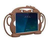 CHINFAI Kids Case for New iPad 2017/2018 [Double-Faced Monkey Series] Shock Proof Handle Stand Silicone Protective Cover for 9.7 inch iPad Pro/Air/Air2/5th/6th Tablet (Brown)