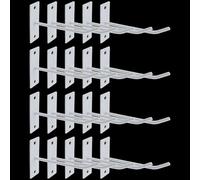 Chinflly 20 Pcs Wall Mounted Hooks 10cm White Heavy Duty Metal Garage Hanging Wall Hooks with Rubber Caps for Retail Kitchen Store Display