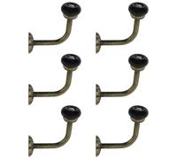 Chinflly 6 PCS Large Ceramic Coat Hook Antique Bathroom Wall Hat Hooks Vintage Towel Hanger Wall Mount with Screws, Black
