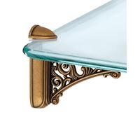 Chinflly Adjustable Glass Floating Shelf Brackets,4 PCS Antique Glass Shelf Brackets,Wall Mount Glass Door Clamps Clip Hardware Replacement Parts,Brass