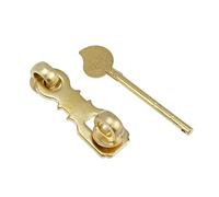 Chinflly Vintage Door Hasp Latch Lock with Plug Rod, Gold, 1+1 Pack