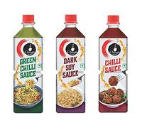 Ching’s Set of 3 Assorted Sauces - Green Chilli Sauce/Dark Soy Sauce/Red Chilli Sauce 680g
