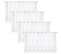 Chingcoo Net Curtains Kitchen Set of 4 Window Curtains Modern Bistro Curtain White Translucent Short Curtain Kitchen Curtains Window Curtain Short Curtain Flowers Country House Style W 130 x H 45 cm