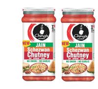 Ching's Jain Schezwan Chutney 250g - No Onion No Garlic, Authentic Indo-Chinese Flavour, Spicy & Tangy Dip and Cooking Sauce (Pack of 2)