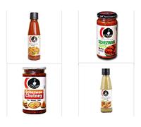 Chings Lovers Selections: Red Chilli Sauce + Green Chilli Sauce + Schezwan Chutney + Schezwan Sauce