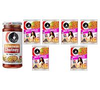 Ching's Schezwan Chutney 250g and Pack of 6 Ching's Hot Garlic Noodles 60g - Make Your Food Tantalizing and Delicious with Sauce - Stir Fried Noddles with Seasoning