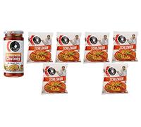 Chings Secret Schezwan Chutney 250g & Pack of 6 Ching's Schezwan Noodles 60g - Enjoy Stir Fried Noddles with Seasoning with Spicy Ching's Schezwan Chutney