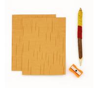 chini RAMSAGAR Bhojpatra Sheets Pack of 2 with Anar Kalam & Sharpener | Pomegranate Wood Pen for Mantra & Yantra Writing | Natural Birch Bark for Pooja, Astrology, and Spiritual Use