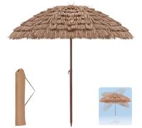 Chinimon Hawaiian Umbrella, Hawaii Parasol, Garden Sunshade Straw Umbrellas, Folding Tilting Thatch Sun Umbrella with 8 Ribs, Suitable for Various Places, Garden, Balcony, Terrace, Lawn