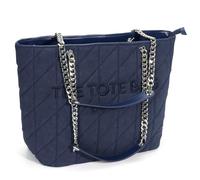 Chinllo Tote Bag for Women, Large Suede Quilted Top Handle Chains Handbags Purse (Es.Navy)
