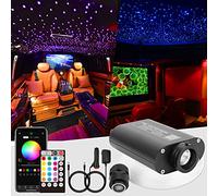 CHINLY Bluetooth 16W RGBW LED Fiber Optic Star Ceiling Lights Kit APP/Remote Control 450pcs*0.03in*9.8ft Optical Fiber + 5 Crystals for Home/Car