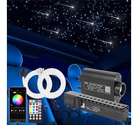 CHINLY Bluetooth Meteor 16W RGBW APP LED Fiber Optic Light Star Ceiling Lights Kit APP Mixed 400pcs*(0.02+0.03+0.06in)*9.8ft Optical Fiber + for Home/Car