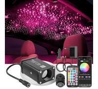 CHINLY Fiber Optic Light Kit 300 Stars, 0.75 mm × 3 m, 12W Music and Voice-controlled Star Lights for Cars, RGBW Starlight with App/Remote Control, for Theatres, Bedrooms and Ceilings