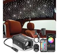 CHINLY Fiber Optic Light Kit 650 Stars, 0.75 mm × 4 m, 12W Music and Voice-controlled Star Lights for Cars, RGBW Starlight with App/Remote Control, for Theatres, Bedrooms and Ceilings