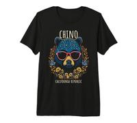 Chino CA Fun Bear Wearing Glasses with Flowers Design Premium T-Shirt