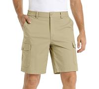 Chino Shorts Men - Lightweight Ripstop Stretch Cargo Shorts Golf Casual Short Outdoor Hiking Summer Half Pants Multi Pockets Zip Fishing Cycling Safari Pants Breathable Combat Work Short Beige