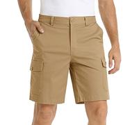 Chino Shorts Men Multi Pack Elasticated Waist Cargo Pants Solid Color Straight-Fit Half Pant Summer Golf Work Short Plus Size Holiday Halfpants Outdoor Breathable Hiking Shorts S-4Xl Coffee