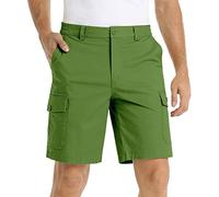 Chino Shorts Men Multi Pack Elasticated Waist Cargo Pants Solid Color Straight-Fit Half Pant Summer Golf Work Short Plus Size Holiday Halfpants Outdoor Breathable Hiking Shorts S-4Xl Green