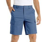 Chino Shorts Men Multi Pack Elasticated Waist Cargo Pants Solid Color Straight-Fit Half Pant Summer Golf Work Short Plus Size Holiday Halfpants Outdoor Breathable Hiking Shorts S-4Xl Blue