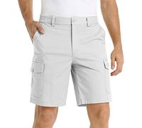 Chino Shorts Men Multi Pack Elasticated Waist Cargo Pants Solid Color Straight-Fit Half Pant Summer Golf Work Short Plus Size Holiday Halfpants Outdoor Breathable Hiking Shorts S-4Xl White