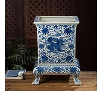 Chinoiserie Ceramic Flower Pots, Blue and White Ceramic Planter Plant Pots Indoor Decorative for Succulent Cactus Herb Orchid Or Small Plants with Trays,