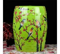 Chinoiserie Decorative Ceramic Garden Stool Round Hand Painted Flowers & Butterflies Drum Stool for Yard, Patio, Porch, Backyard