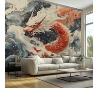 Chinoiserie Dragon Wallpaper, Asian Japanese Wallpaper for Living Room, Bedroom, Non-Woven Decor Wall Paper, Photo Dining Room, Hallway, Lounge, Mural Large 3D Home Decor 350 x 256 cm IT46