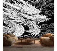 Chinoiserie Dragon Wallpaper, Japanese Anime Wallpaper for Living Room, Bedroom, Non-Woven Decor Wall Paper, Photo Dining Room, Hallway, Lounge, Mural Large 3D Home Decor 400 x 280 cm ty24