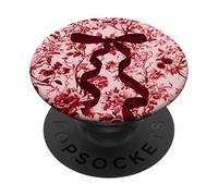 Chinoiserie Floral Red Romantic Ribbon Wildflower Bow PopSockets Adhesive PopGrip