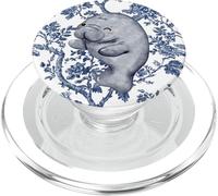 Chinoiserie Floral Sea Animal Supercute Seal Blue Manatee PopSockets PopGrip for MagSafe