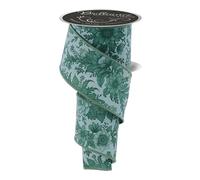 Chinoiserie Florals Wired Ribbon for Flower Pattern Bows, Wreaths, Gift Wrap, Crafts and Decorations (Sage Green, Green, 2.5" Wide x 10 Yards)