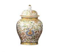 Chinoiserie Ginger Jar with Gold Accented Lid - Hand-Painted Ceramic Decorative Vase for Home Decor - Chinese Style Modern Centerpiece for Living Room, Bedroom & Office (Black)