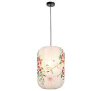 Chinoiserie Lantern Fabric Lampshade Flower and Bird Patterns Oriental Hanging Lamp Simple Chandelier for Living Dinning Room Kitchen Island Bedroom Restaurant