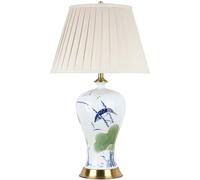 Chinoiserie Led Table Lamps,Hand-Painted Flowers and Birds Ceramic Table Lamp,Classic Fabric Lamp Shade with Metal Base Cottage Bedside Desk Nightstand Lamp for Bedroom/2
