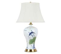 Chinoiserie Led Table Lamps,Hand-Painted Flowers and Birds Ceramic Table Lamp,Classic Fabric Lamp Shade with Metal Base Cottage Bedside Desk Nightstand Lamp for Bedroom/1