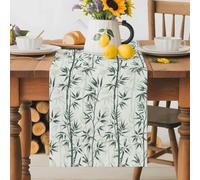 Chinoiserie Minimalist Forest Table Runner 72 Inches Long, Green Botanical Plants Washable Table Runners Heat-Insulation Kitchen Dining Table Decorations for Home Party Decor 13x72in