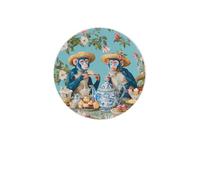 Chinoiserie Monkey Coasters Peony Absorbent Diatomite Coasters Quick Dry Cup Mat for Drinks Round Mugs Pad for Table Bar Home Decor