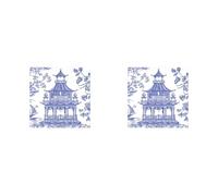 Chinoiserie Toile Pagoda Blue Caspari Cocktail or Tea Napkins Paper 25 cm Square 20 in Pack (Pack of 2)